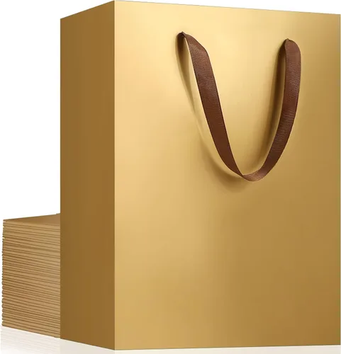 Miniatura 38 de EUSOAR Bolsas de compras y mercancías, tamaño mediano, 25 piezas de 7.8 x 3.9 x 11 pulgadas, bolsas de regalo reciclables de papel kraft marrón