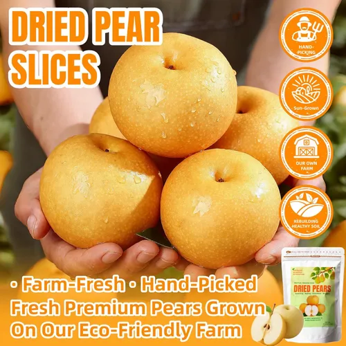 Miniatura 2 de Rebanadas de pera seca deshidratadas a granel, frutas secas sin azúcar añadido, totalmente veganas naturales. Peras secas para té, cócteles