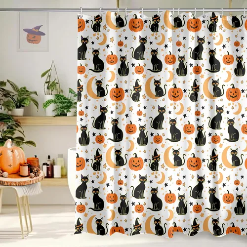 Miniatura 22 de Cortina de Ducha Feliz Navidad 72x72 Pulgadas Cortinas de Ducha de Reno Navideño para Baño con Ganchos Decoración Navideña de Baño Hogar Vacaciones