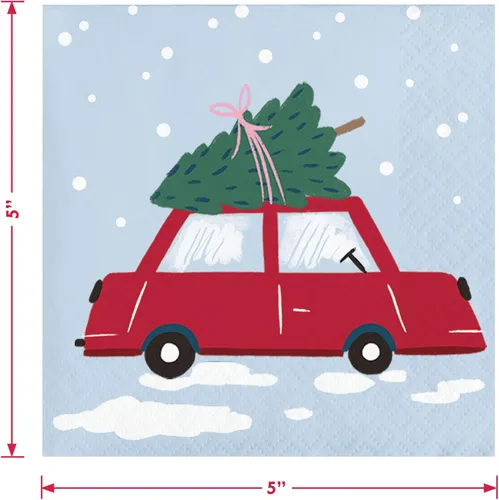 Miniatura 4 de Suministros para fiestas navideñas - Platos de postre de papel, servilletas para bebidas y tenedores de aldea navideña de invierno (para 16 personas)