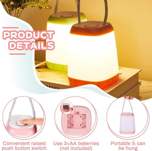 Miniatura 3 de VIHOSE 6 faroles de camping grandes con batería de 4.92 x 3.54 x 3.54 pulgadas, LED portátil, luz nocturna para camping, 3 modos, inalámbrica