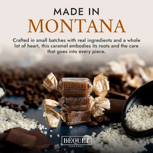 Miniatura 8 de Béquet Caramelo, caramelo gourmet de moca salado, caramelo de café envuelto individualmente, caramelo de sal marina gourmet, fabricado en Montana