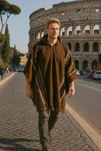 Miniatura 31 de Gamboa Poncho de alpaca para hombre Pancho mexicano con capucha vaquero y ponchos occidentales manta para adultos