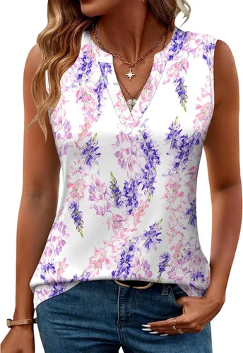 Miniatura 26 de Romanstii Camisas sin mangas para mujer, estilo casual, de verano, cuello en V, blusas elegantes, túnica