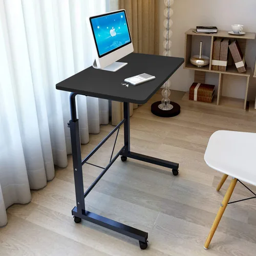 Miniatura 15 de SSLine Mesa de aperitivos con ruedas, escritorio elevable para computadora portátil, bandeja de TV móvil en forma de C, para sofá, silla, mesa