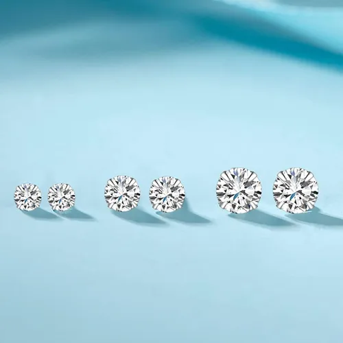 Miniatura 3 de MASOP VOGU 3-5mm Sterling Silver Stud Earrings Set 14K White Gold Plated Hypoallergenic Tiny Round Cut CZ Cubic Zirconia Simulated Diamond Cartilage