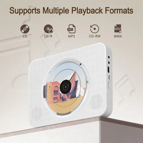 Miniatura 4 de Reproductor de CD con altavoces para el hogar, reproductor de CD Bluetooth para automóvil, con radio Bluetooth/FM/USB/AUX, reproductores de música