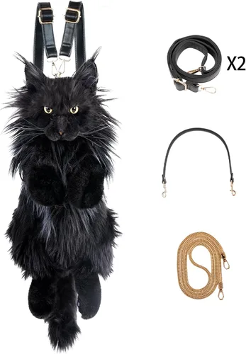 Miniatura 8 de Chongker Mochila con forma de gato Calico, Negro -, Grande, Gato Mainecoon