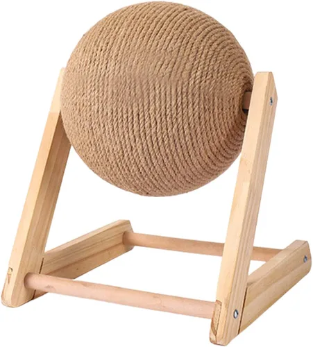BUYTER Rascador de madera maciza para gatos, muebles para mascotas, cuerda de sisal, bola rascadora, molienda, patas, juguete de raspador (L)
