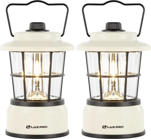 LUXPRO Linterna LED retro, linterna de emergencia alimentada por batería, resistente al agua, lámpara LED brillante para uso en interiores y