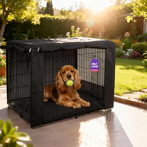 Miniatura 16 de HiCaptain - Cubierta de doble puerta para jaula de perro (para cajas de alambre de 24 30 36 42 48 pulgadas)