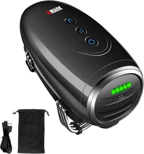 WMARK Masajeador de peluquero/masajeador de mano inalámbrico, carga para cuello/piernas/mano/masajeador facial, 2 nodos de masaje 2600 AMH, negro
