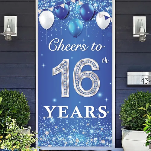 Miniatura 8 de Cartel de Cheers to 11th Years Happy 11th Birthday telón de fondo globos de cristal brillantes estrellas confeti decoración temática decoración
