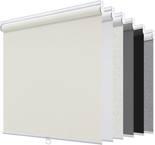 Sunoff Persianas Enrollables Opacas sin Cordón para Ventanas de Bajar Persianas de Puerta Oscurecedoras de Habitación con Aislamiento Térmico