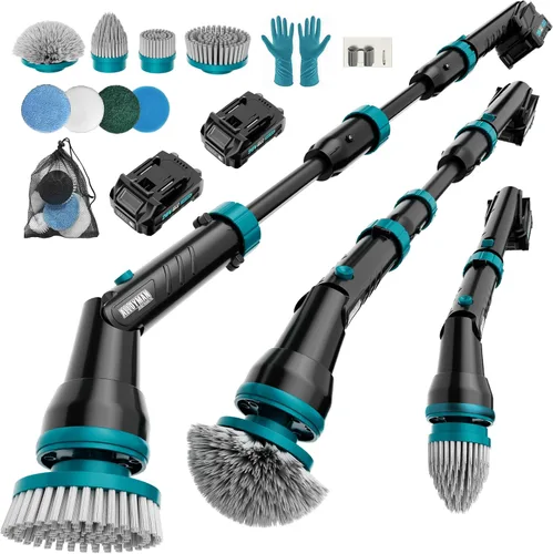 Miniatura 8 de Alloyman Cepillo de Limpieza Eléctrico de Giro 1200RPM, Batería Reemplazable de 20V, Cepillo de Limpieza Inalámbrico para Ducha, Limpiador Eléctrico