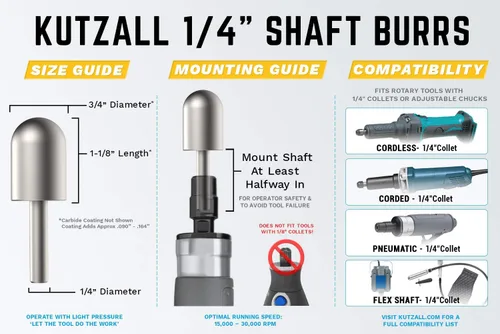 Miniatura 3 de Kutzall Kit de fresas rotativas de 3 piezas, eje de 1⁄4 pulgadas, finas, brocas de tallado de madera para Bosch, DeWalt, Milwaukee Tools - Carburo