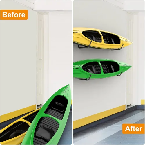 Miniatura 8 de WALMANN Estante de almacenamiento ligero para kayak, ganchos de kayak de montaje en pared para garaje, perchas de almacenamiento utilitario
