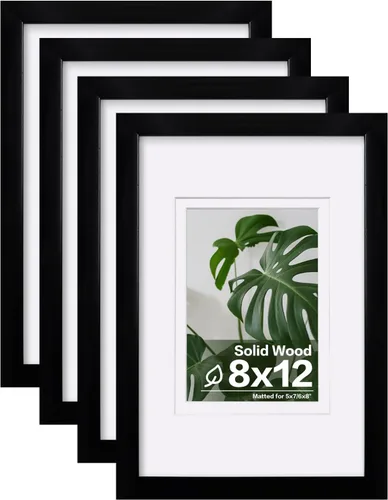 Miniatura 110 de Egofine - Juego de 4 portarretratos 8 x 10 pulgadas de madera maciza y cubierta de plexiglás de 4 x 6/5 x 7 pulgadas con paspartú u 8 x 10 pulgadas
