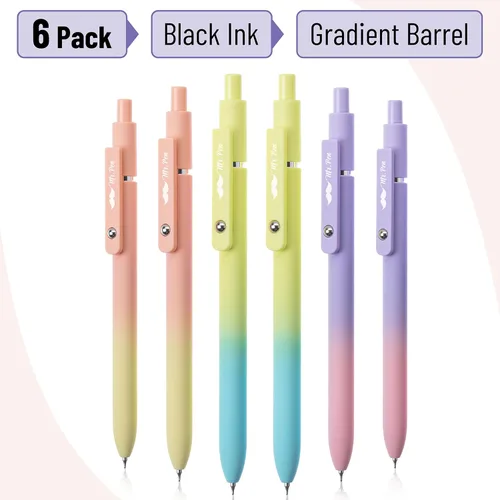 Miniatura 2 de Mr. Pen - Bolígrafos de gel retráctiles, paquete de 6, barriles de color degradado, bolígrafos de gel negros, secado rápido, punta fina de 0.02