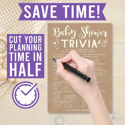 Miniatura 7 de Hadley Designs Juegos de baby shower para 25 invitados – Predicciones de bebé Kraft y tarjetas de consejos para nuevos padres, juego de trivia