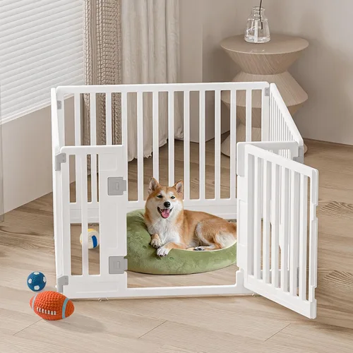 Miniatura 8 de Corralito plegable para mascotas, puerta para perros, plástico resistente, corral de ejercicio para cachorros, cerca para mascotas pequeñas, jaula