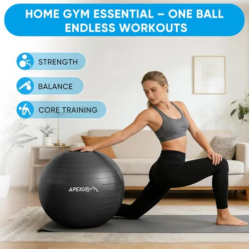 Miniatura 2 de APEXUP Pelota de Yoga Pelota de Ejercicio Antideslizante Resistente para Fitness, Equilibrio y Entrenamiento del Core