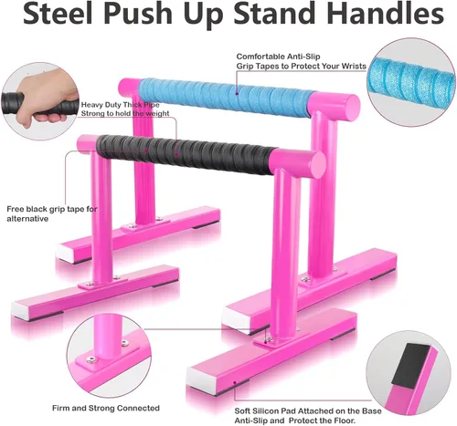 Miniatura 2 de Paraletas de entrenamiento de fuerza, barras de empuje I-Sit, asas de flexiones, equipo de calistenia para entrenamiento en casa, barras de gimnasia
