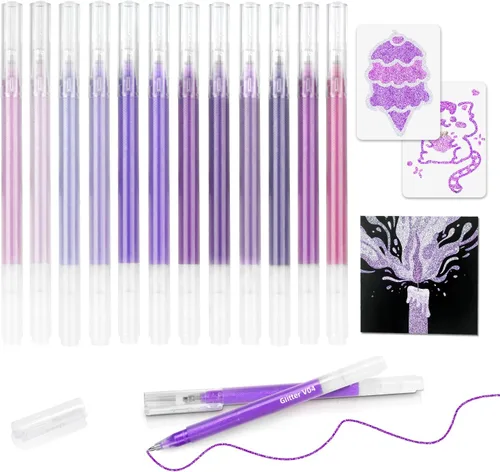 Miniatura 11 de Bolígrafos de gel con purpurina de 80 colores para libros de colorear para adultos y papel negro, punta fina suave de 0.039 in, gran capacidad