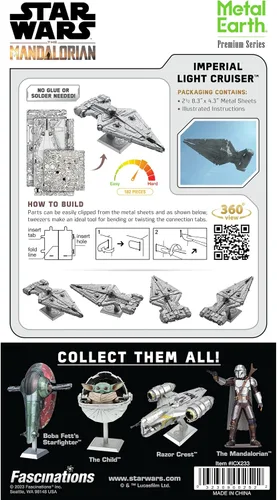 Miniatura 2 de Fascinations Metal Earth Premium Series Star Wars Imperial Light Cruiser 3D Kit de modelo de metal con pinzas