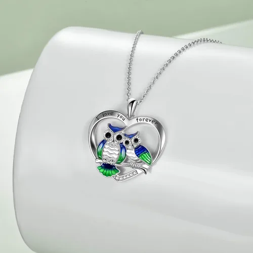Miniatura 2 de ONEFINITY Sterling Silver Owl Necklace Mother Daughter Owl Lover Bird Pendant Necklace Mother's Day Gifts for Women Grandmother Daughter Mom