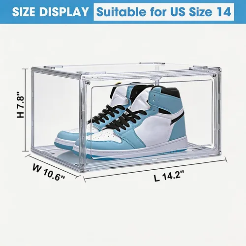 Miniatura 2 de HIYOHIYO 1 paquete de cajas de almacenamiento transparentes apilables para zapatos, cajas de almacenamiento de zapatos, vitrina totalmente