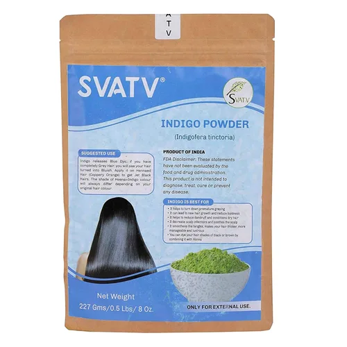 Indigofera Tinctoria Powder | Para el cuidado del cabello negro | Promueve el crecimiento, grosor | Producto ayurvédico para el cabello - 8.01 oz, 8