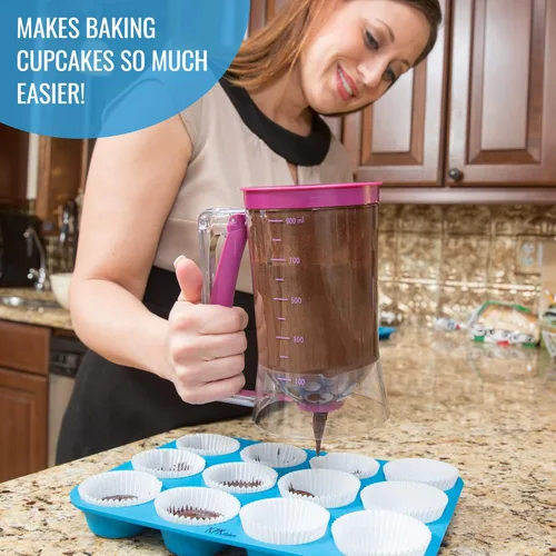 Miniatura 4 de KPKitchen Dispensador de masa para panqueques y juego de 4 tazas medidoras líquidas, perfecto para panqueques, cupcakes, waffles, crepé y más