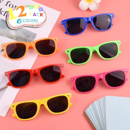 Miniatura 2 de MIAHART Gafas de sol para niños, colores neón a granel, regalos para niños y niñas, verano, playa, piscina, fiesta