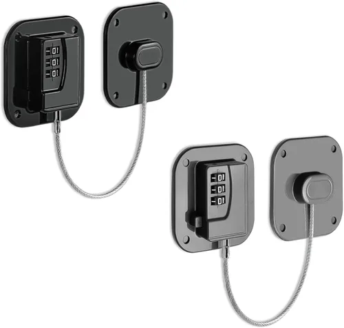 Cerradura de refrigerador, cerradura de combinación resistente para congelador y armarios, fácil de instalar, no necesita llaves, pestillo de Negro