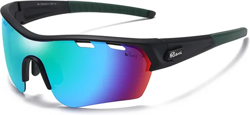 Miniatura 16 de Bevi Lentes de sol deportivos polarizados TR90, marco duradero y ultraligero para hombres y mujeres, béisbol, correr, ciclismo, golf Amarillo Azul