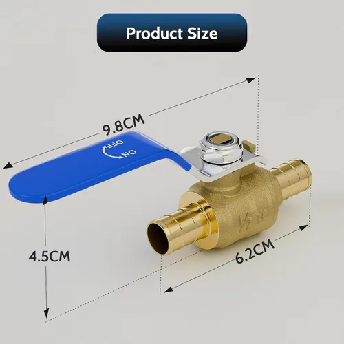 Miniatura 7 de Vintex Paquete de 4 válvulas de bola Pex de 1/2 pulgada, válvula de cierre Pex de 1/2 pulgada, dos asas rojas para agua caliente y dos asas azules