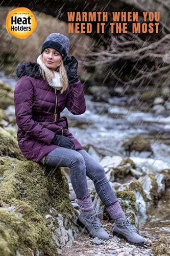 Miniatura 5 de Heat Holders Gorro de punto acanalado de color liso para mujer