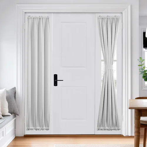 Miniatura 28 de Cortina térmica para puerta con bolsillo para barra, opacas, tratamiento de ventanas con ojales y ojales Deconovo 1 panel