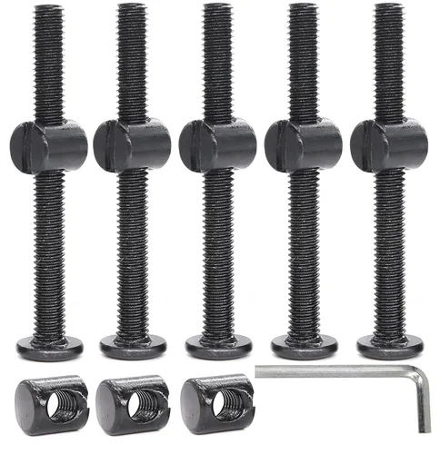 Miniatura 10 de cSeao 114 tornillos de conexión de cabeza plana M6 negro Allen, tornillos de conexión, tornillos de casquillo de casquillo, kit de tuercas