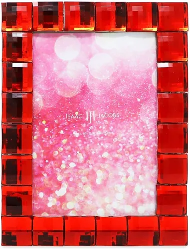 Miniatura 2 de Isaac Jacobs - Marco de fotos decorativo con joya roja brillante, para exhibición de fotos y decoración del hogar (4 x 6 pulgadas, rojo)