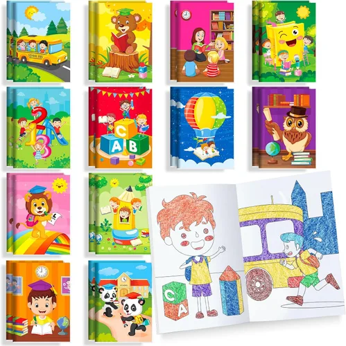 Miniatura 31 de BenLouis 24 piezas de libros para colorear mini de animales de granja, recuerdos de fiesta para niños, pequeños libros de actividades a granel
