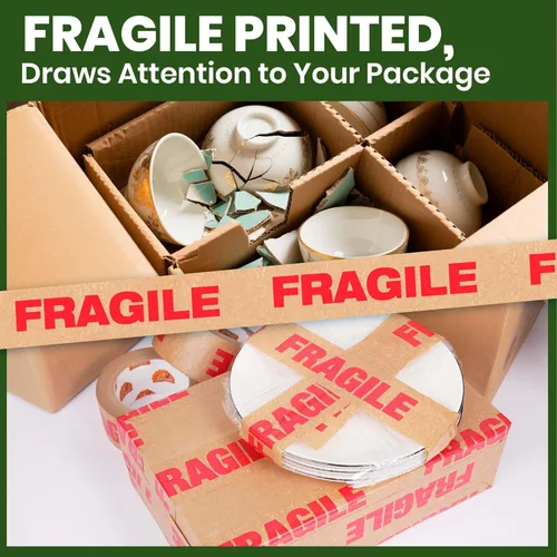 Miniatura 2 de TAPEBEAR Cinta Frágil de Papel Kraft Ecológico de 2 pulgadas x 55 yardas, Cinta de Papel Marrón de Embalaje Biodegradable Cinta Autoadhesiva