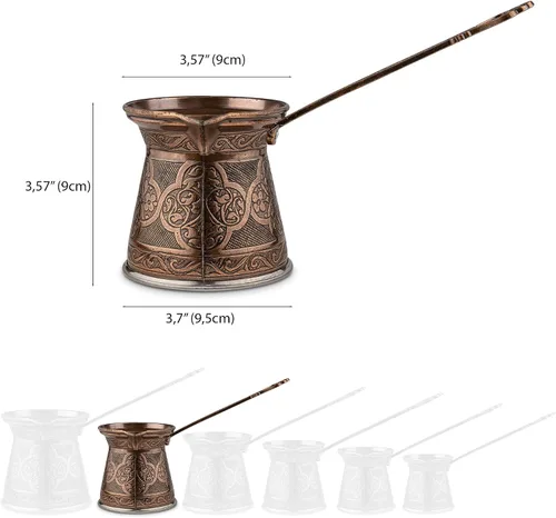 Miniatura 2 de Alisveristime Auténtica cafetera turca, hecha a mano Cezve/Ibrik, 3.57 pulgadas de ancho, 3.57 pulgadas de alto, 16.90 onzas ¡Mejora tu experiencia