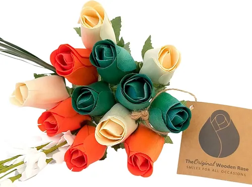 Miniatura 7 de Ramos originales de rosas de madera en 1, 2, o 3 docenas Día de San Patricio