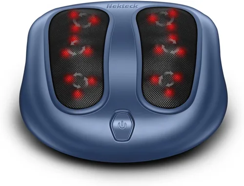 Nekteck Masajeador de pies con calor, masajeador de pies Shiatsu para neuropatía, fascitis plantar, máquina eléctrica de masaje de pies con Azul