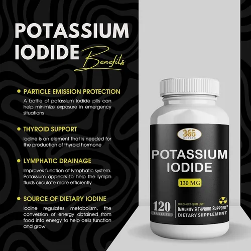 Miniatura 2 de Potasio Yoduro 130 mg - Tabletas de KI - Potasio 130 mg - Píldoras de Yodo de Potasio Fabricadas en EE. UU. YODO Naciente, Yoduro de potasio - 120