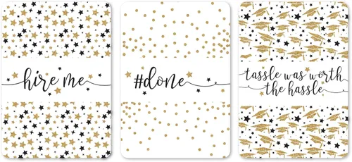 Miniatura 45 de Andaz Press Colección de fiesta de graduación con purpurina blanca y dorada, tarjetas de juego de adivinanzas de caramelos, paquete de 30, Tarjetas