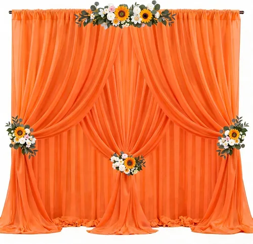 Miniatura 67 de Cortinas de fondo azul bebé de 10 pies x 10 pies, tela de gasa chiffon transparente sin arrugas, tela de fondo fotográfico drapeada para arco