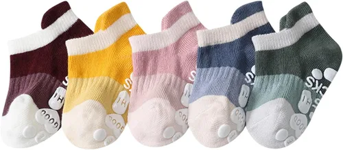 Miniatura 5 de Juego de 5 pares de calcetines antideslizantes para bebés, niños y niñas, juego de calcetines suaves y elegantes